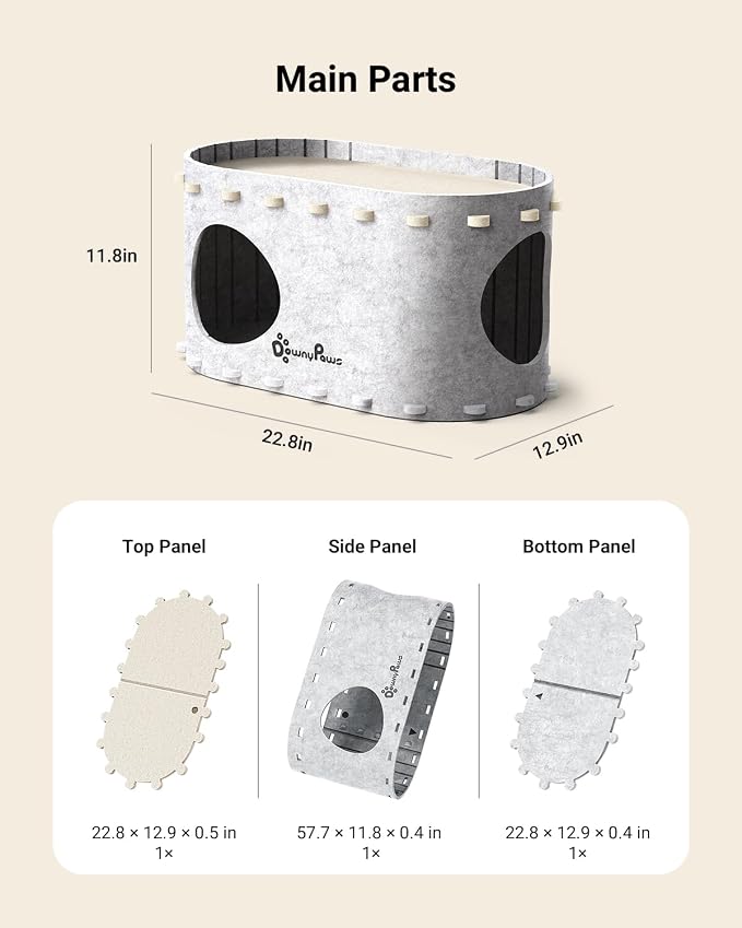 DownyPaws Cat House for Indoor Cats, Cube Castle Cat Bed Cave, Marble | Cat Hideaway Enclosed Bed,Cave Hideout Fort,Kitten Peekaboo Hut for Cats,Hide Box Bed for Large Cat Up to 22 Lbs