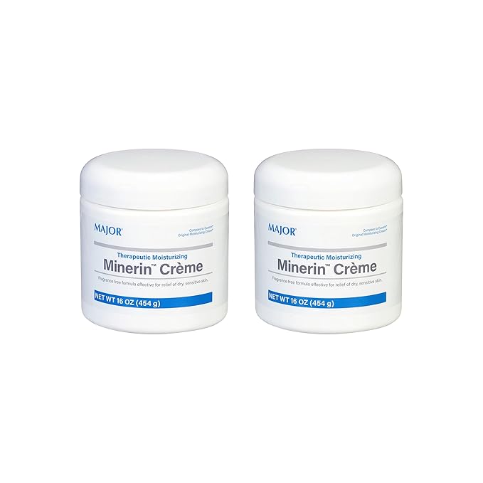 MAJOR Therapeutic Moisturizing Minerin Créme - Body Cream Moisturizer for Dry Skin - Fragrance-Free - 16 Oz. (2 Pack)