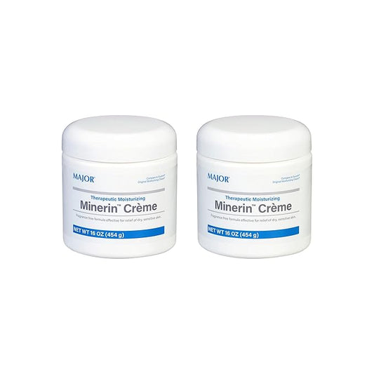 MAJOR Therapeutic Moisturizing Minerin Créme - Body Cream Moisturizer for Dry Skin - Fragrance-Free - 16 Oz. (2 Pack)