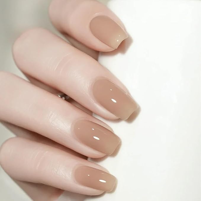 COSMOO Jelly Nude Nail Polish, 10ml Sheer Begie Quick Dry Nail Lacquer, Transparent Nail Art Varnish, 0.34 fl oz