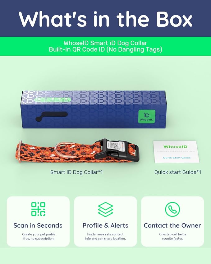 Dog Collar for Meidum Dogs with Smart QR Tags