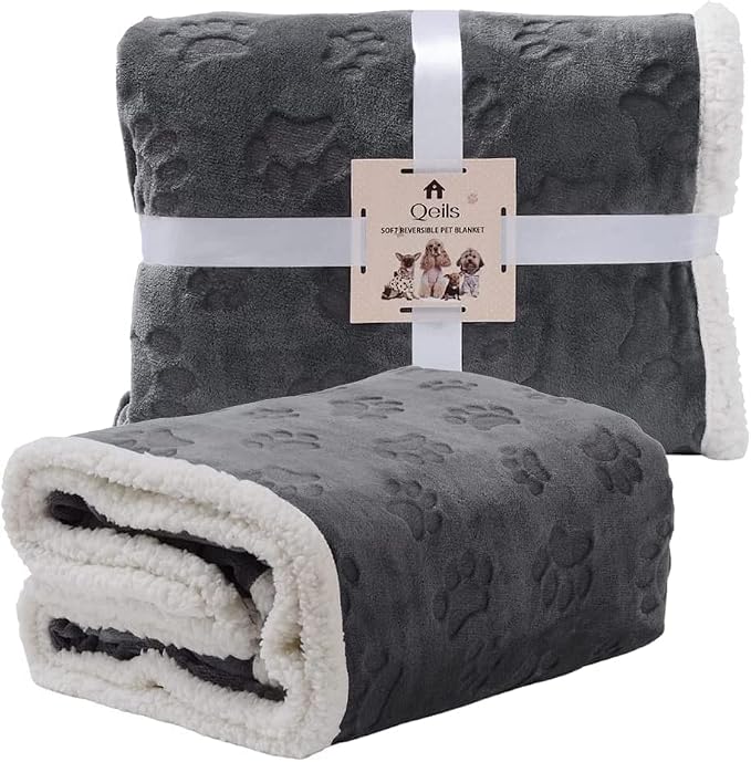 Dog Blankets for Small Dogs - Waterproof Cat Blanket Washable - Sherpa Fleece Puppy Blanket, Soft Plush Reversible Throw Protector for Bed Couch Car Sofa, 30"X40", Dark Grey