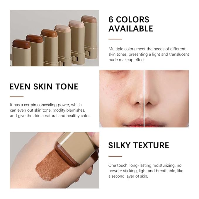 Beauty Balm Serum Boosted Skin Tint, Lightweight Solid Tinted Hydrating Serum Foundation Contour Stick for Women, Sheer to Medium Coverage, Radiant & Dewy Finish for Face Makeup (#02 03)