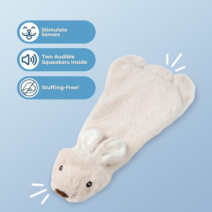 Best Pet Supplies 2-in-1 Stuffless Squeaky Dog Toy - Hare, Small | No-Stuffing, 2 Built-in Squeaker, No Mess, Soft, Interactive Indoor & Outdoor Play, Lightweight, Perfect for Moderate Chewer