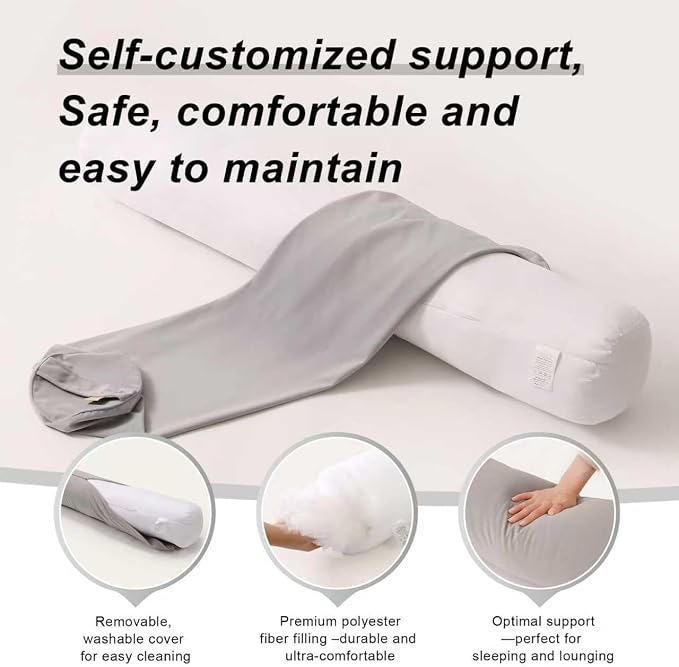 Body Pillow for Adults,Long Round Pillow,Big Cylindrical Pillow,Large Full Bolster Pillows for Side Sleepers (Zinc Gray, 47.24"*7.87")