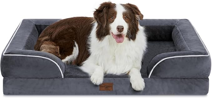 Comfort Expression Waterproof Orthopedic Dog Beds for Large Sized Dog | Supportive Egg Crate Foam Large Pet Bed with Removable Bolster, Dog Couch with Washable Cover & Non-Slip Bottom, 36x27 Inch