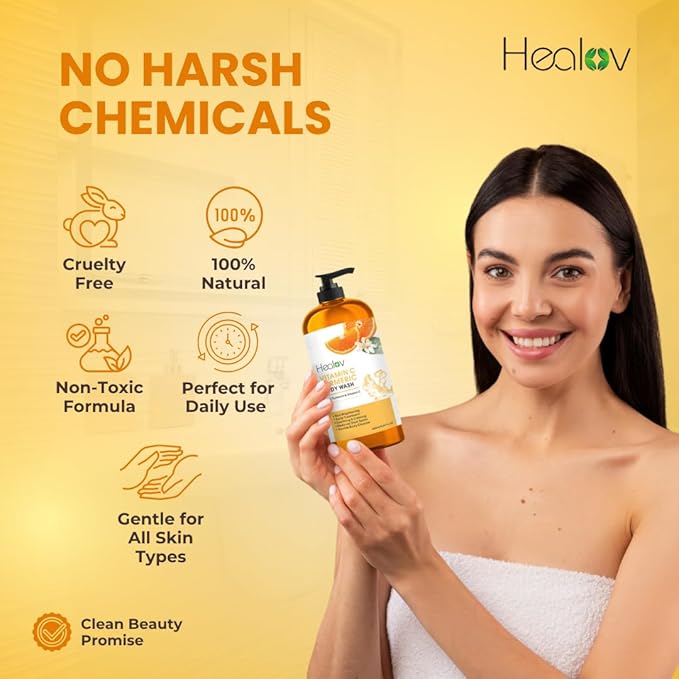 Turmeric Body Wash – Natural Skin Brightening Soap for Dark Spots & Hyperpigmentation – Exfoliating Turmeric Face & Body Wash for Scars, Glow & Gentle Daily Cleansing – Plant-Based Liquid Bath Soap