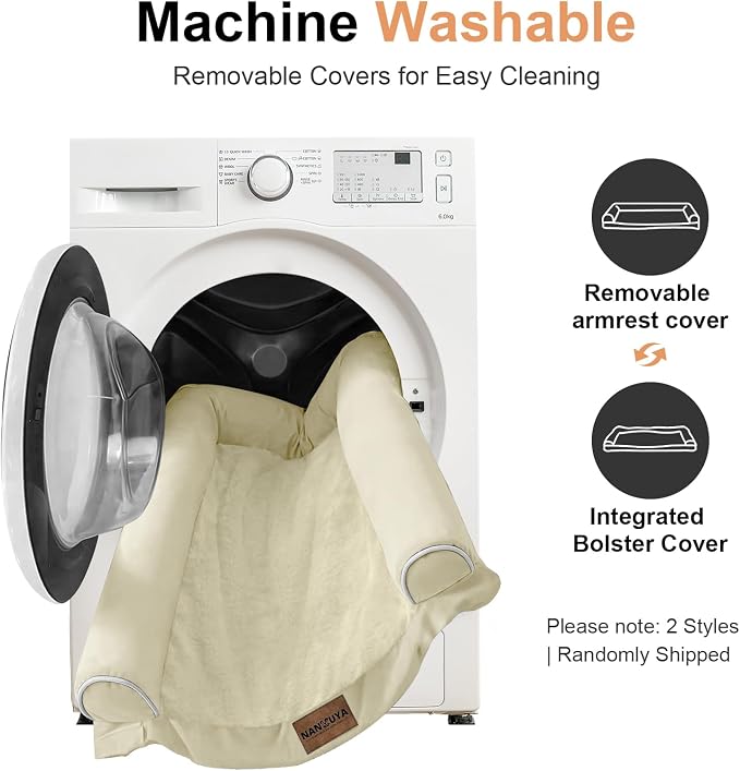Orthopedic Dog Bed for Small Dogs, 24 x 16 Inch, Beige | Egg crate foam for joint support, 3-sided bolster pet sofa, waterproof lining, washable cover, and non-skid base