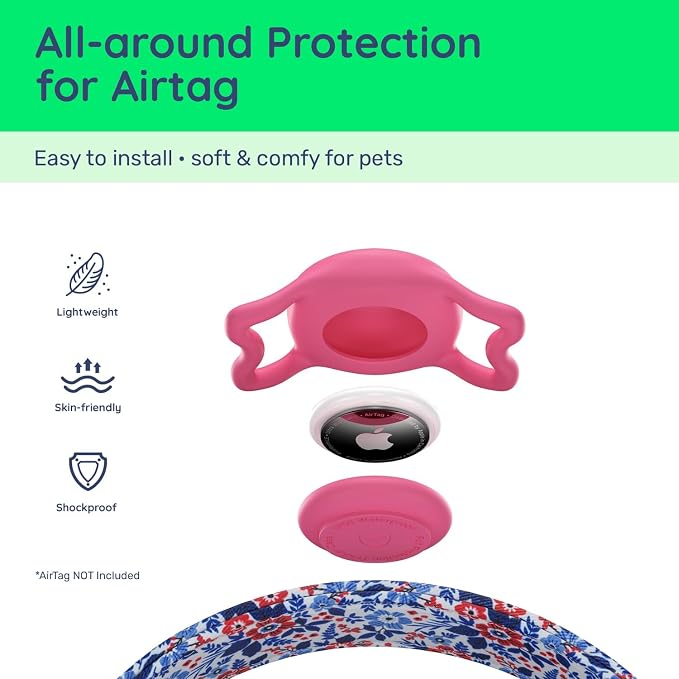 Airtag Dog Collar,with Waterproof airtag Holder，Original Stylish Cute Pattern Design.QR Code ID Buckle，Comfortable Soft Cotton for Small Medium Large Dogs