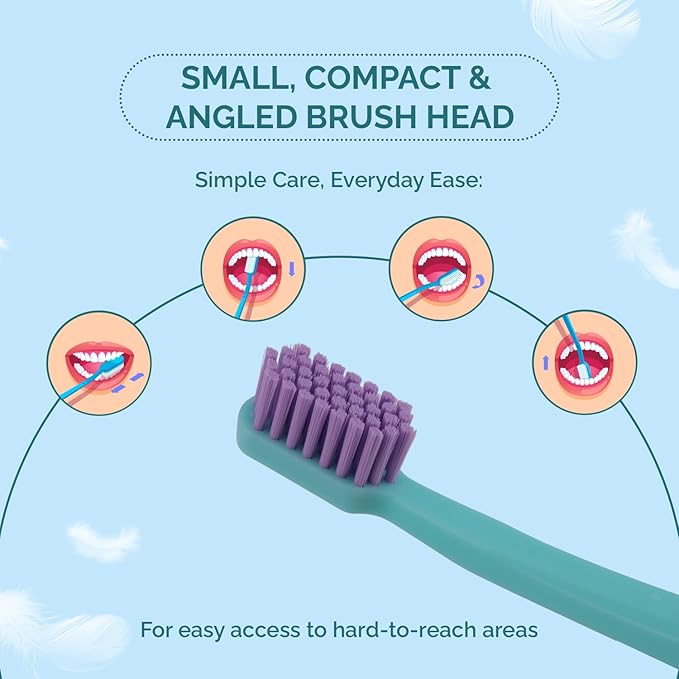 Ved ProCura Ultra Soft Toothbrush – Gentle Manual Toothbrush for Adults with 5,460 Super Soft Bristles for Sensitive Teeth and Gums (Cyan)