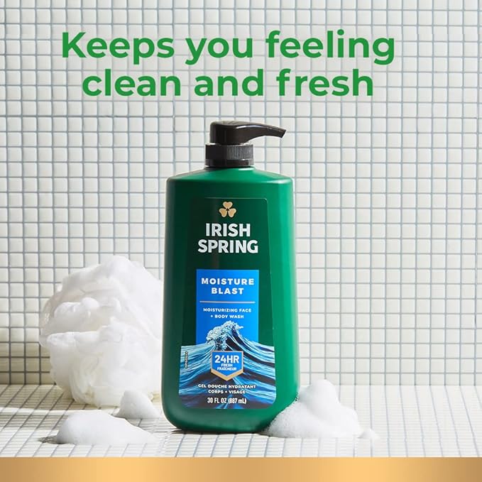 Irish Spring Moisture Blast Body Wash,30 Oz Pump,(Pack of 8)