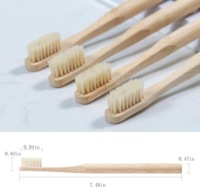 BlueForest Era Boar Bristles & Bamboo Toothbrush, Premium Boar Bristle Toothbrush for Adult, Plastic & Nylon Free, Eco-Friendly Natural Biodegradable Compostable Bamboo Tooth Brushes 6 Pack