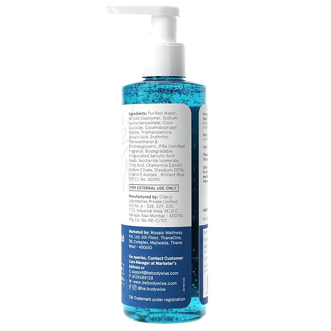 Be Bodywise Body Wash. Prevents Body Acne, Strawberry Skin. Has 1% Salicylic Acid. Deep Moisture, Fresh Scent. Paraben Free, Suphate Free. 8.45 Fl Oz