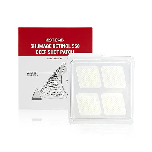 MEDITHERAPY Shumage Retinol 550 Deep Shot Patch (4 EA), Faicial Patches for Wrinkle Care, Retinol & Bakuchiol, Deep Care on 11 Lines and Smilelines, Korean Skincare