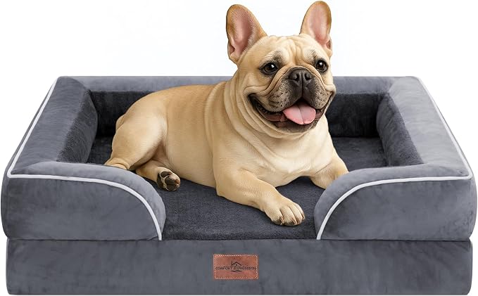 Comfort Expression Waterproof Orthopedic Dog Bed for Medium Size Dog | Supportive Egg Crate Foam Medium Pet Bed with Removable Bolsters, Dog Couch with Washable Cover & Non-Slip Bottom, 30x20 Inch