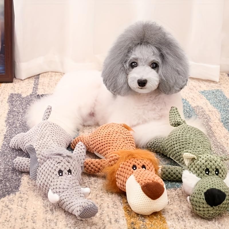 Squeaky Plush Toy for Dogs, Designed to Be Chew-Resistant, Soft Yet Durable, Suitable for Small, Medium, and Large Breeds, a Long-Lasting Squeaky Toy for Pets,14 inch Wolf