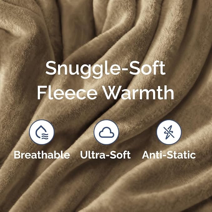 Fleece Blanket Kids Size - Ultra-Soft Warm Flannel Fleece Blanket - Camel | Soft, Warm, Outdoor Picnic Blanket for Camping, Travel, Lightweight, Cozy, Anti-Static, Home Decor Gifts for Men & Women