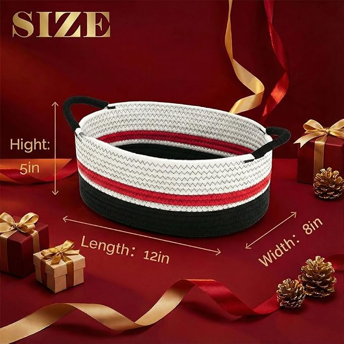Yimi's Dream Cotton Rope Gift Basket with Handles, Decorative Woven Storage