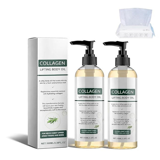 Orelvique Collagen Oil, Collagen Lifting Body Oil After Shower, Gentle Natural Formula Suitable for Sensitive Skin, Smooths the Appearance of Fine Lines and Wrinkles (2PCS)