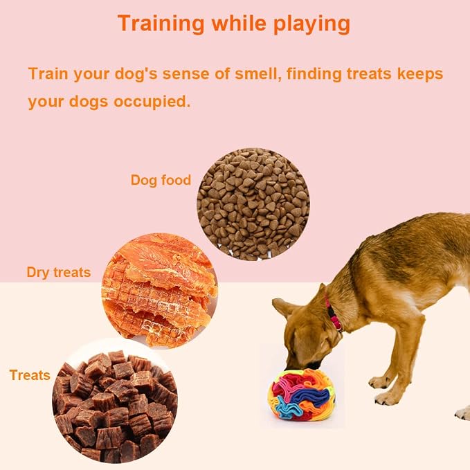 Ablechien Snuffle Ball - Snuffle Ball for Dogs, Interactive Dog Toys to Keep Them Busy, Puppy Dog Puzzle Toy with Storage Bag Machine Washable