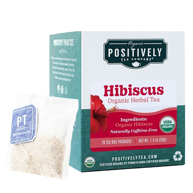 Organic Positively Tea Company, Hibiscus Herbal Tea Bags, 20 Count, 0.8 ounces