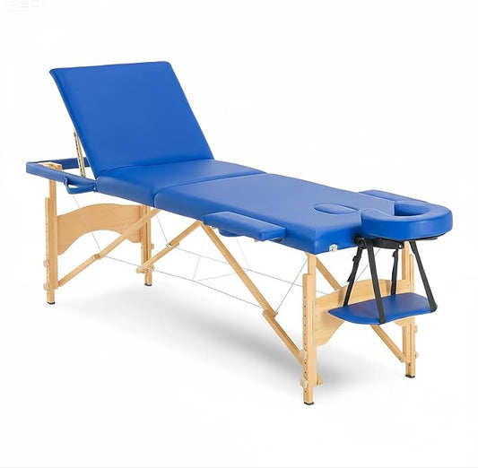 Artechworks Massage Table Massage Bed Portable Lash Bed for Eyelash Extensions Beauty Tattoo Table Adjustable for Spa Salon,Lightweight (Navy Blue, 3 Folding No Bag)