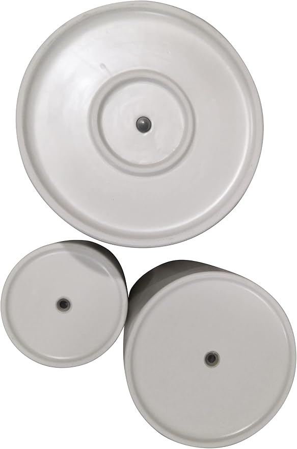 Amazon Basics Fluted Ceramic Planters for Indoor Outdoor Plants, Round Flower Pots with Drainage Hole, Set of 3, 6 inch, 8 inch, 10 inch, White