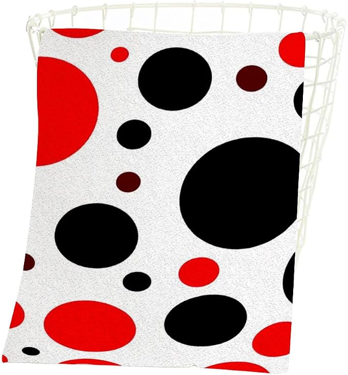 Orange Black Polka Dot Hand Towel Face Towels Suit Travel Sports Pool Swimming Bath Camping Spa Gym Yoga,15x30 Inch