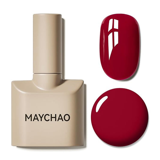 MAYCHAO 15ML Scarlet Red Gel Nail Polish, Red Gel Polish Soak Off UV LED Curing for Nail Art Starter Manicure Salon DIY at Home, 0.5 OZ