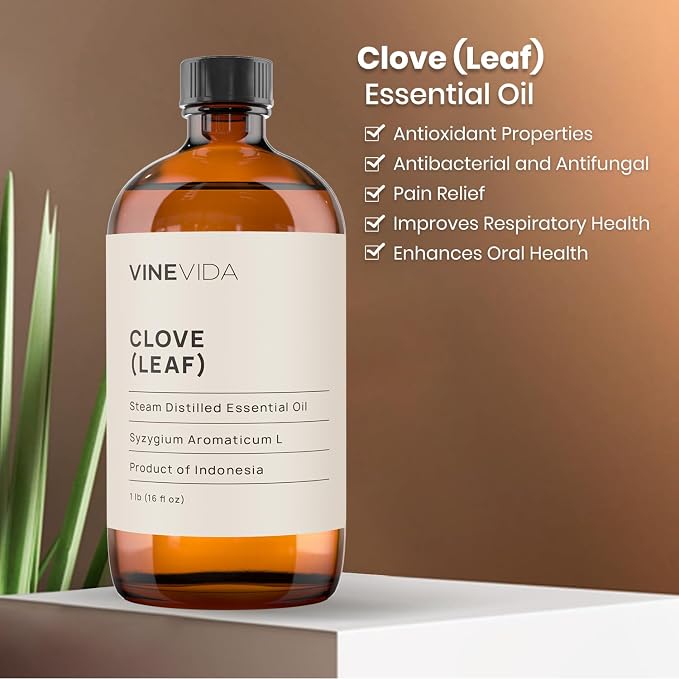 VINEVIDA Essential Oil 16 oz - Undiluted Clove Oil - Candle Oil Scent - DIY Candle Scents and Bulk Essential Oil for Soap Making