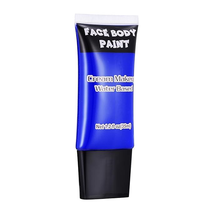 CCbeauty Blue Face Paint, Cream Face Painting Kit, Professional Water Based Body Paint, Full Coverage Foundation Makeup, Halloween SFX Makeup For Clown Joker Avatar Corpse Mystique Mermaid Costume