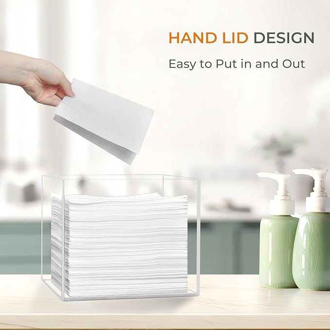 Disposable Face Towel Holder, Acrylic Face Towelettes Storage Box Compatible with Clean Skin Club Clean Towel Face Towels, Clear Skin Towels Containers, Makeup Remover Cloth Organizer