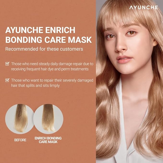AYUNCHE Enrich Bonding Hair Mask 6.7 fl oz – Intensive Bond Repair, Deep Moisture & Elasticity Boost, Nourishing Treatment for Dry, Damaged & Color-Treated Hair