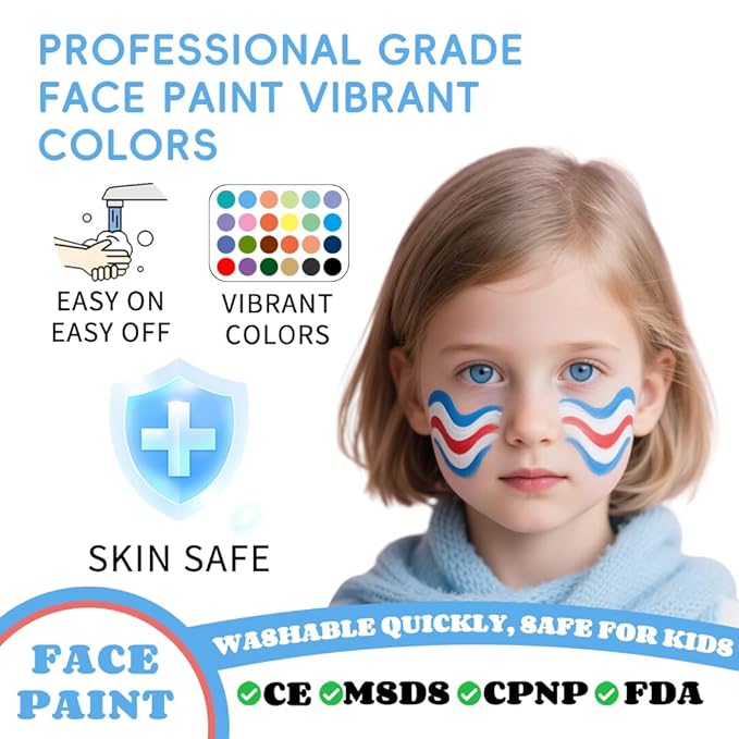 146 Colors Professional Face Painting Kit for Kids & Adults, Non Toxic Water Based Split Cake Face Paint Palette 36 x 10gm + 6 Sequins Gels,One Stroke Rainbow Body Paint Set for Halloween & Christmas