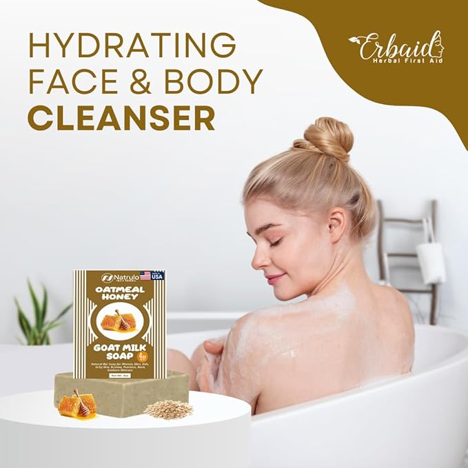 Cactus Honey & Oats Goat's Milk Soap Bar 4 oz – Natural Bar Soap for Women, Men, Kids, Itchy Skin, Eczema, Psoriasis, Rash, Sunburn Skincare – Calming Colloidal Oatmeal Face Cleanser & Body Wash