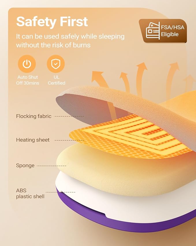 iDOO Heating Pad for Cramps, FSA Eligible Items Only List, Portable Cordless Heating Pad, Electric Waist Belt Device for Cramps Pain, Gifts for Girlfriend Mom Wife Women (Deep Purple)