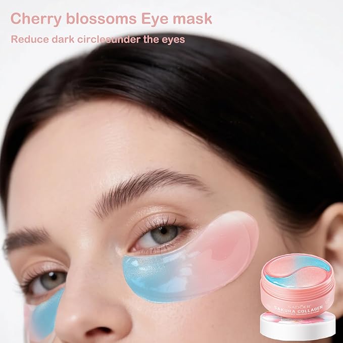 Sakura Eye Masks, 30 Pairs Collagen Gel Under Eye Patches, Crystal Eye Masks Reduce Wrinkles and Dark Circles, Moisturizing & Anti-Aging Reducing Eye Wrinkles Skincare