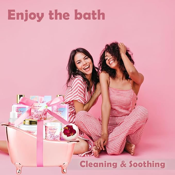 Mothers Day Gifts for Women,Bath Kit Rose Bath and Body Gift, Facial Skin Care Set, Self Care Pampering Kit, Home Spa, Birthday, Mother Day, Bridal Shower, Bath Kit Christmas Gifts for Women