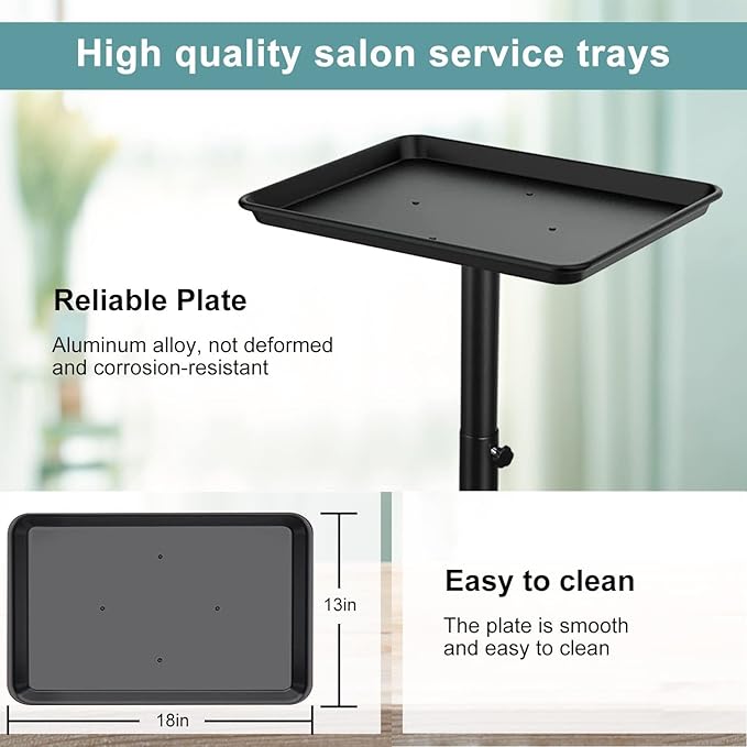Salon Tray, Salon Rolling Tray with Adjustable Height, Salon Color Tray, Salon Tray on Wheels, Hair Color Tray and Hair Stylist Tray Non-Rusting