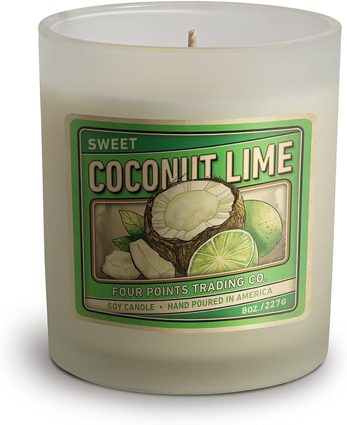 Coconut Lime 8 Oz Scented Soy Aromatherapy Candle w/Jar