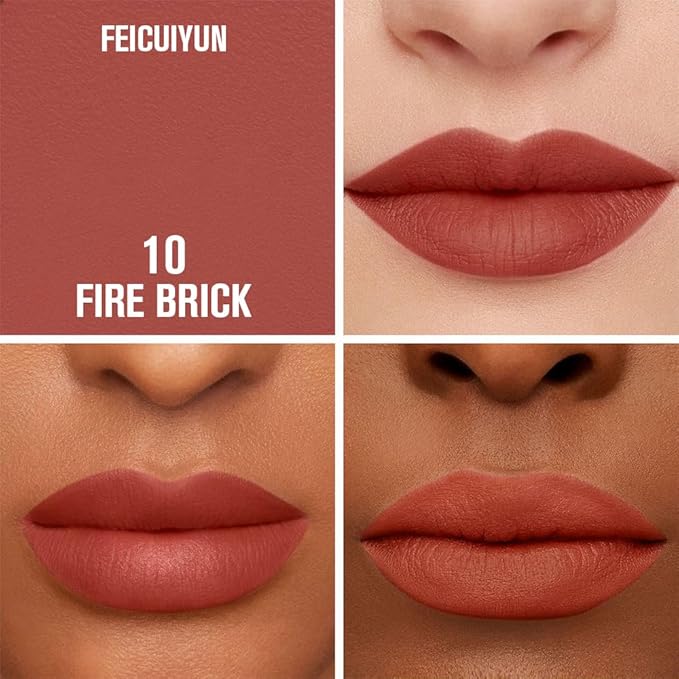 Matte Calligraphy Liquid Lip Liner Lipstick Pencil, Fire Brick Long-Lasting Transfer-Proof Lip Stain, Lightweight Lipstick, Sheer Buildable Color, Fades to a Natural Wash of Colors