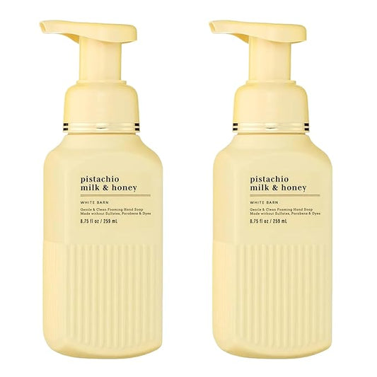 Bath & Body Works Gentle & Clean Foaming Hand Soap, Pistachio Milk & Honey Scent, Non-Drying, Made Without Sulfates & Parabens, Foaming Hand Wash for Kitchen & Bathroom, 8.75 fl oz - 2 Pack