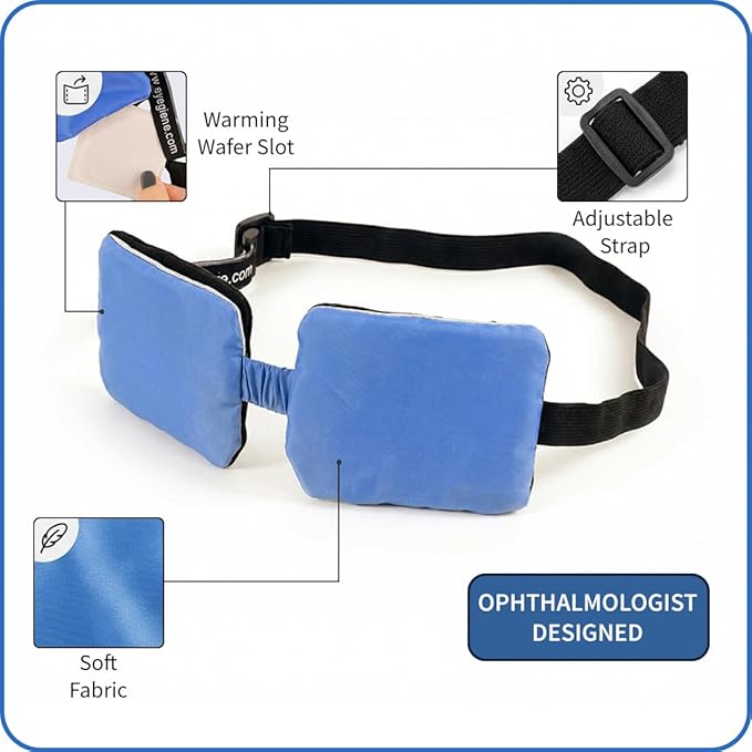 EyeGiene Insta-Warmth System Eye Mask with 10 Pairs of Warming Wafers, Heated Dry Eye Mask, Multi-Use Heat Treatment for Dryness, Fatigue, Styes, Blepharitis, Medical Device, Travel Accessories