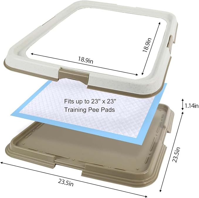 Pawise Dog Pee Pad Holder for Puppy, Puppy Pad Holder Tray, Pet Training Pee Pad, Indoor Potty Tray for Senior Dogs, Dog Toilet for Newborn Puppies, 23.5" x 23.5"