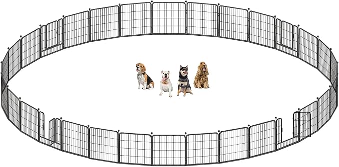 CAPHAUS 24/32/40 Inch Height Bold Metal Foldable Heavy-Duty Pet Playpen with Door, Available in 8/16/24/32 Panels Indoor/Outdoor Portable Kennel, Dog/Animals Exercise Fence Cage for Yard, RV, Camping