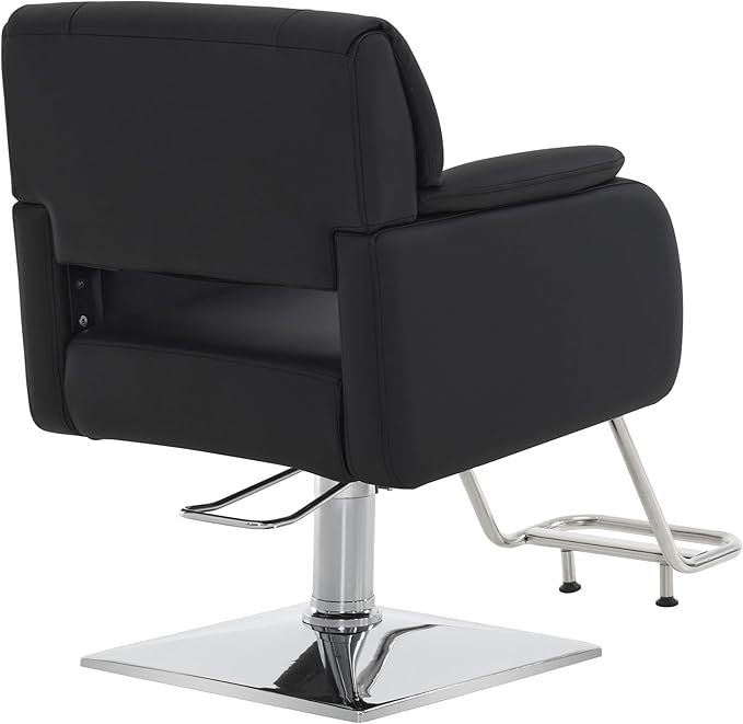 BarberPub Modern Salon Chair with Adjustable Height for Hairstylist, PVC Leather & 330lb Capacity for Home or Barbershop 8459 (Black)