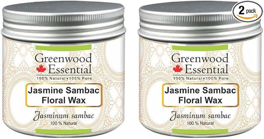 Greenwood Essential Pure Jasmine Sambac Floral Wax (Jasminum sambac) (Pack of Two) 100gm X 2 (7.05 oz)