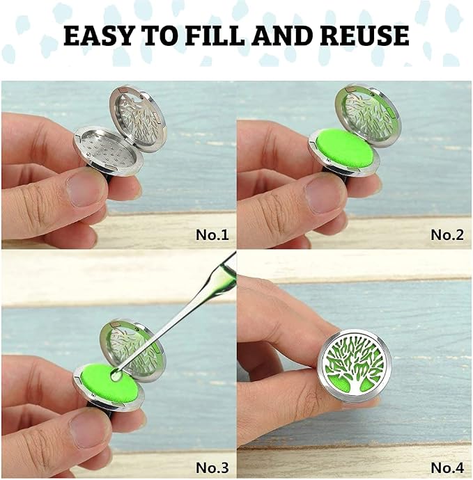 Wild Essentials Nautical Star Essential Oil Car Vent Diffuser Kit – 316L Stainless Steel Locket, Rubber-Coated 4-Way Clip, 8 Color Pads (22mm), 25mm – Includes Alert & Inner Calm (2 x 10ml)