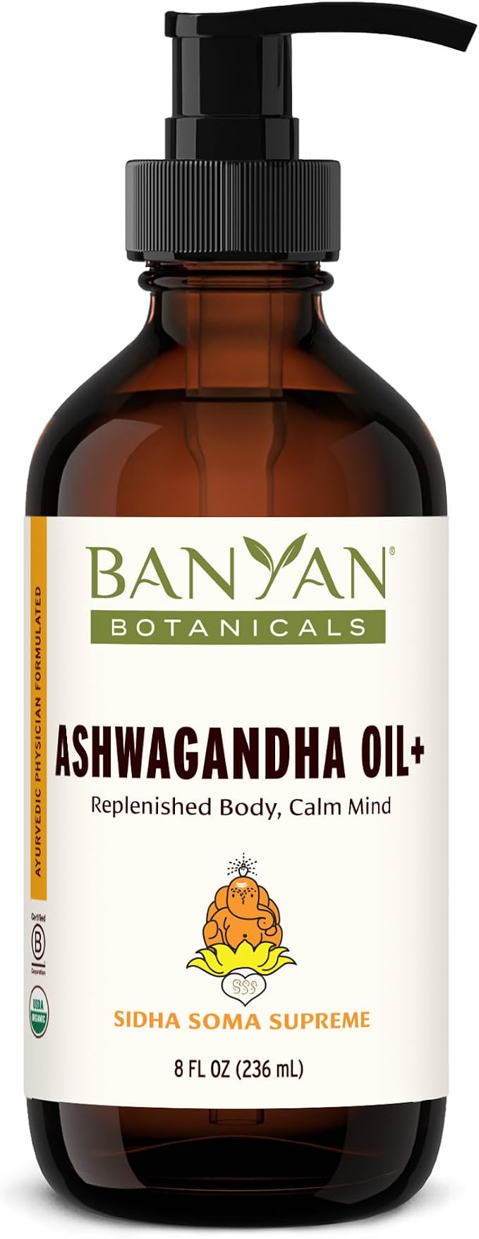 Banyan Botanicals Ashwagandha Oil+ – Organic Herbal Oil – Comforting Sore Muscle Massage Oil for Relaxation & Post-Workout Recovery – 8 oz – Non GMO Sustainably Sourced Ayurvedic Physician Formulated