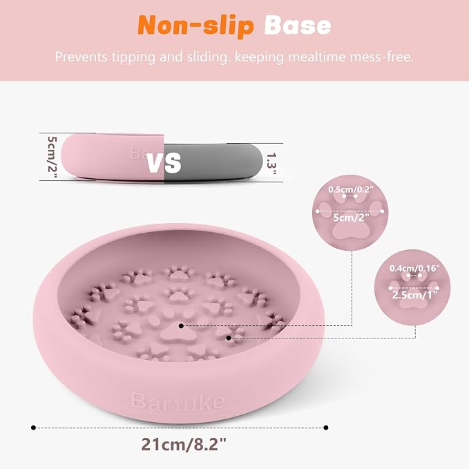 Silicone Dog Lick Bowl, Slow Feeder Dog Bowls with Strong Suction, Pink